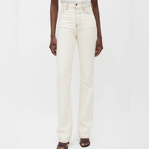 Cream Contrast Straight Leg Women’s Jeans